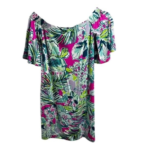 New with tags Lilly pulitzer fawcett dress size xxs off the shoulder so comfy! - Picture 4 of 6